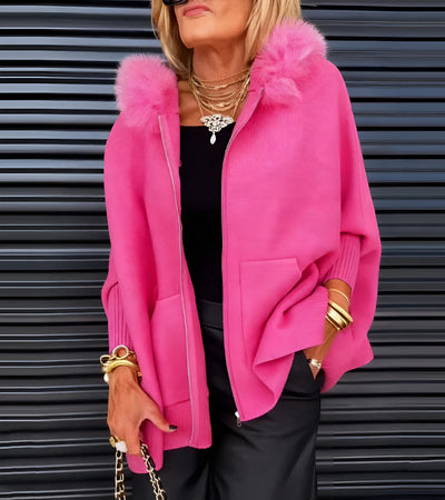 Coralie | Manteau à capuche décontracté avec col en fourrure
